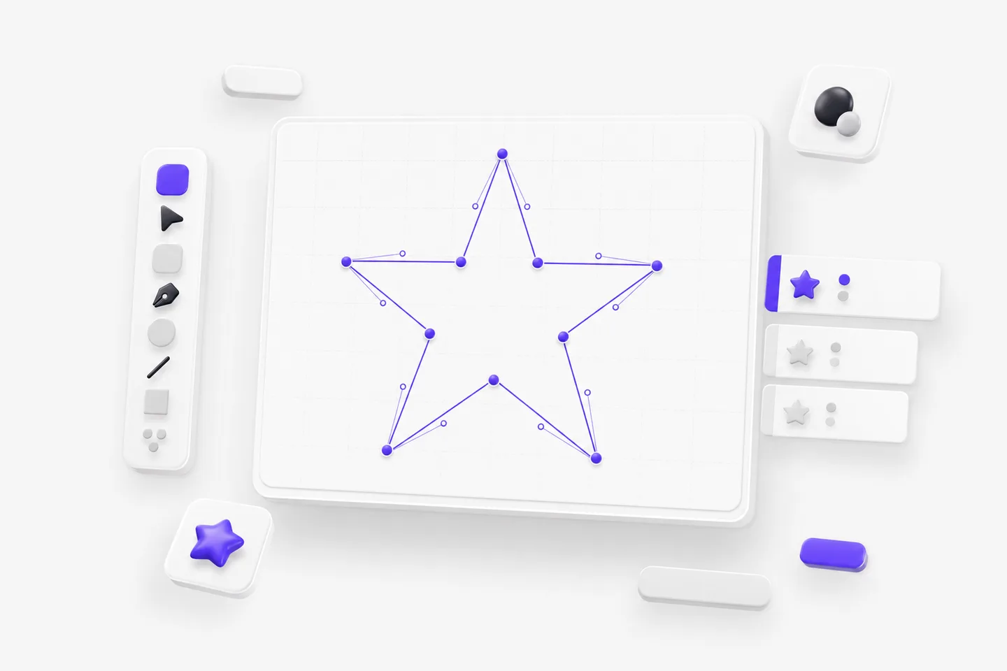 Bezier nodes and handles on an editable path produced by Image to SVG conversion